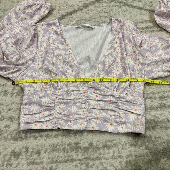 Elodie Purple Floral Long Sleeve Crop Top - Picture 10 of 12